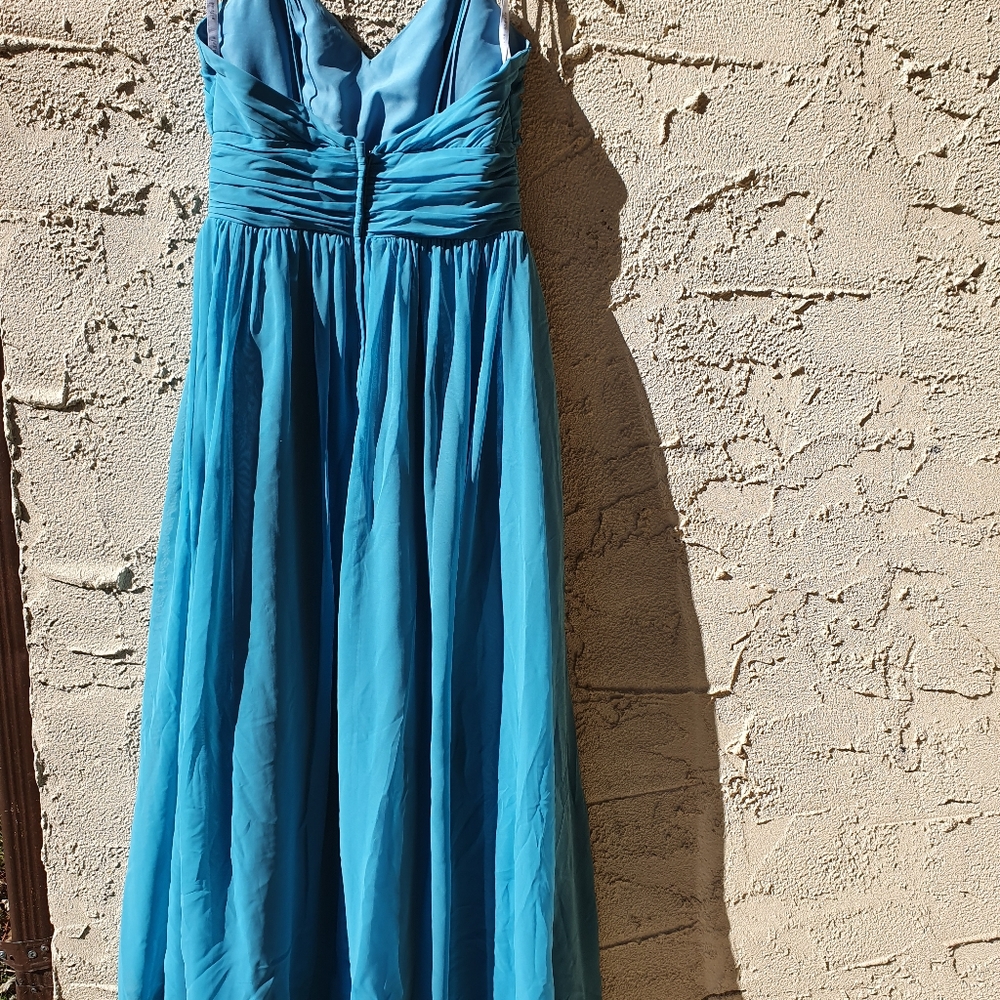 Blue Ruched Prom / Formal Gown - Picture 4 of 5
